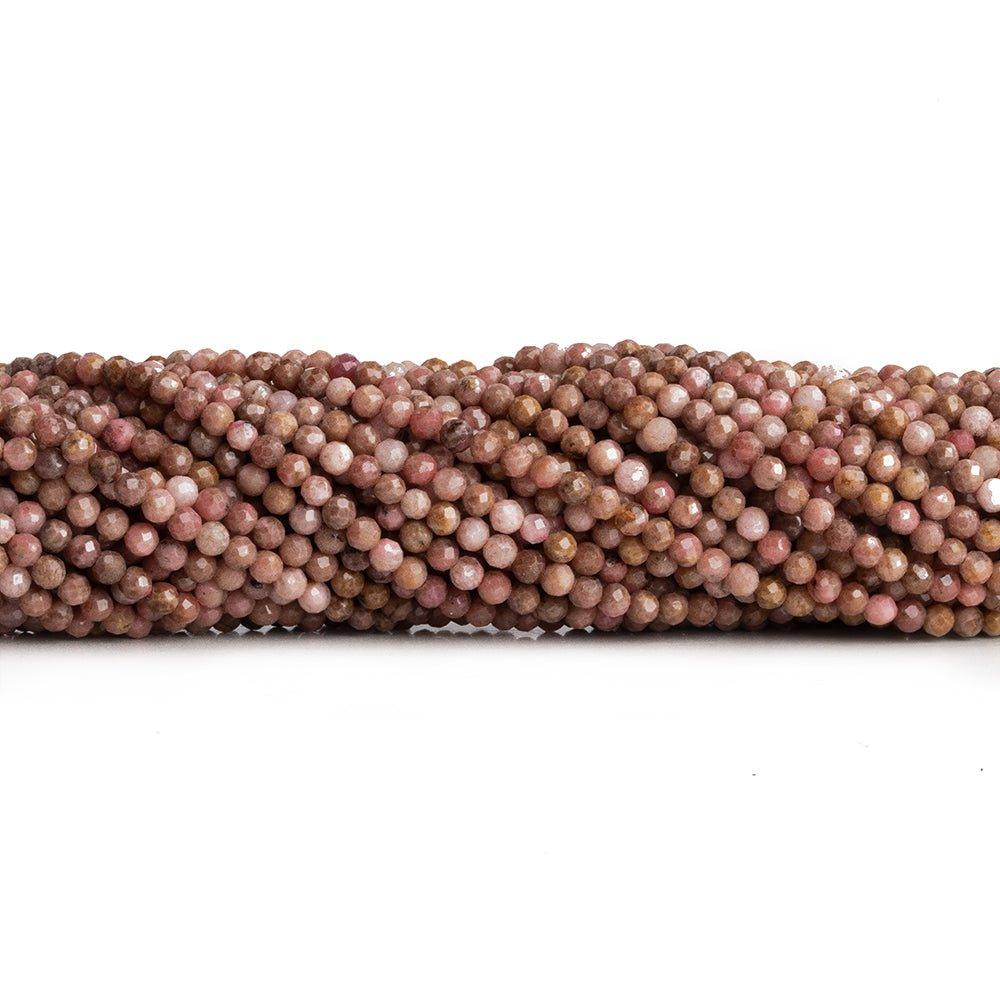 2mm Rhodonite Microfaceted Round Beads 12 inch 140 pieces - The Bead Traders