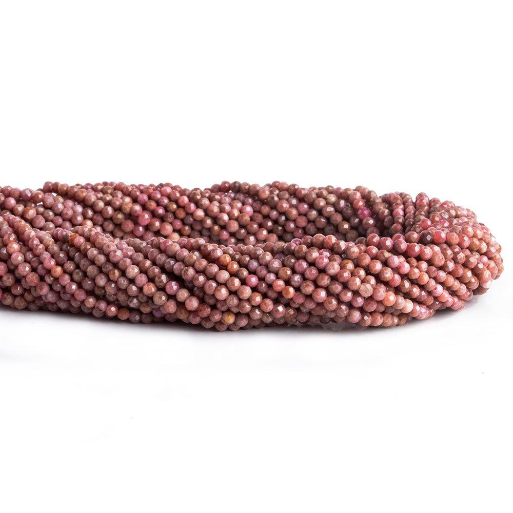 2mm Rhodonite Microfaceted Round Beads 12 inch 140 pieces - The Bead Traders