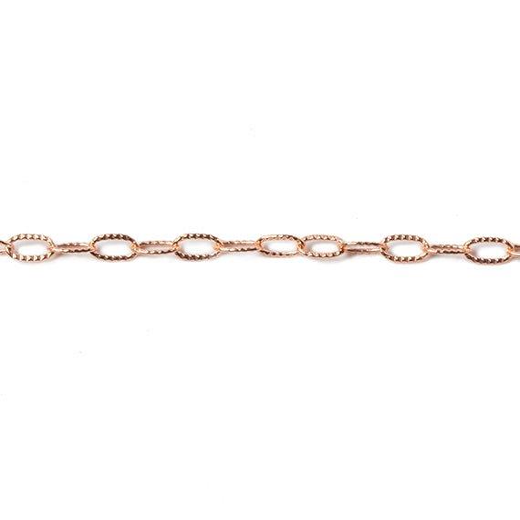 2mm Rose Gold plated Elongated Corrugated Oval Chain sold by the foot - The Bead Traders