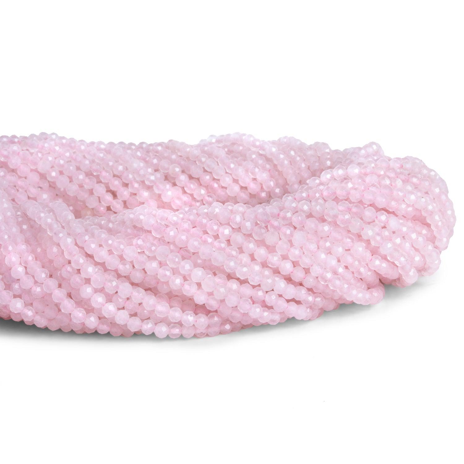 2mm Rose Quartz Microfaceted Rounds 12 inch 150 beads - The Bead Traders
