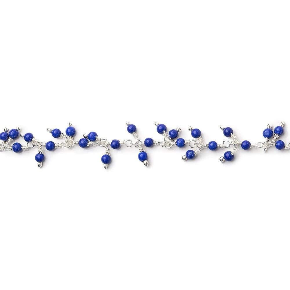 2mm Royal Blue Howlite Silver plated Dangling Chain by the foot - The Bead Traders
