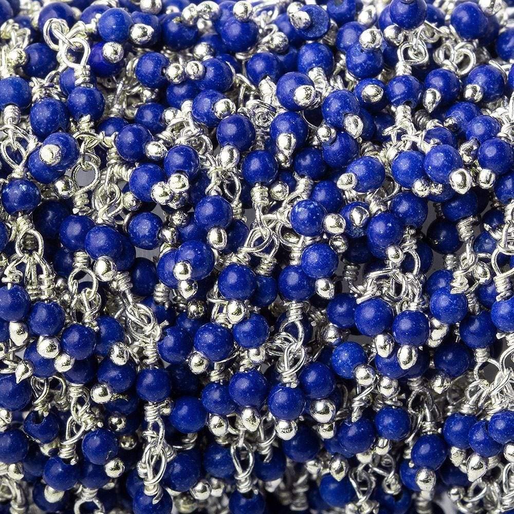2mm Royal Blue Howlite Silver plated Dangling Chain by the foot - The Bead Traders