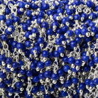 2mm Royal Blue Howlite Silver plated Dangling Chain by the foot - The Bead Traders