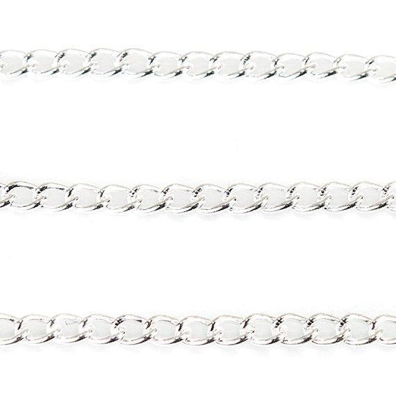 2mm Silver plated Curb Link Chain by the foot - The Bead Traders