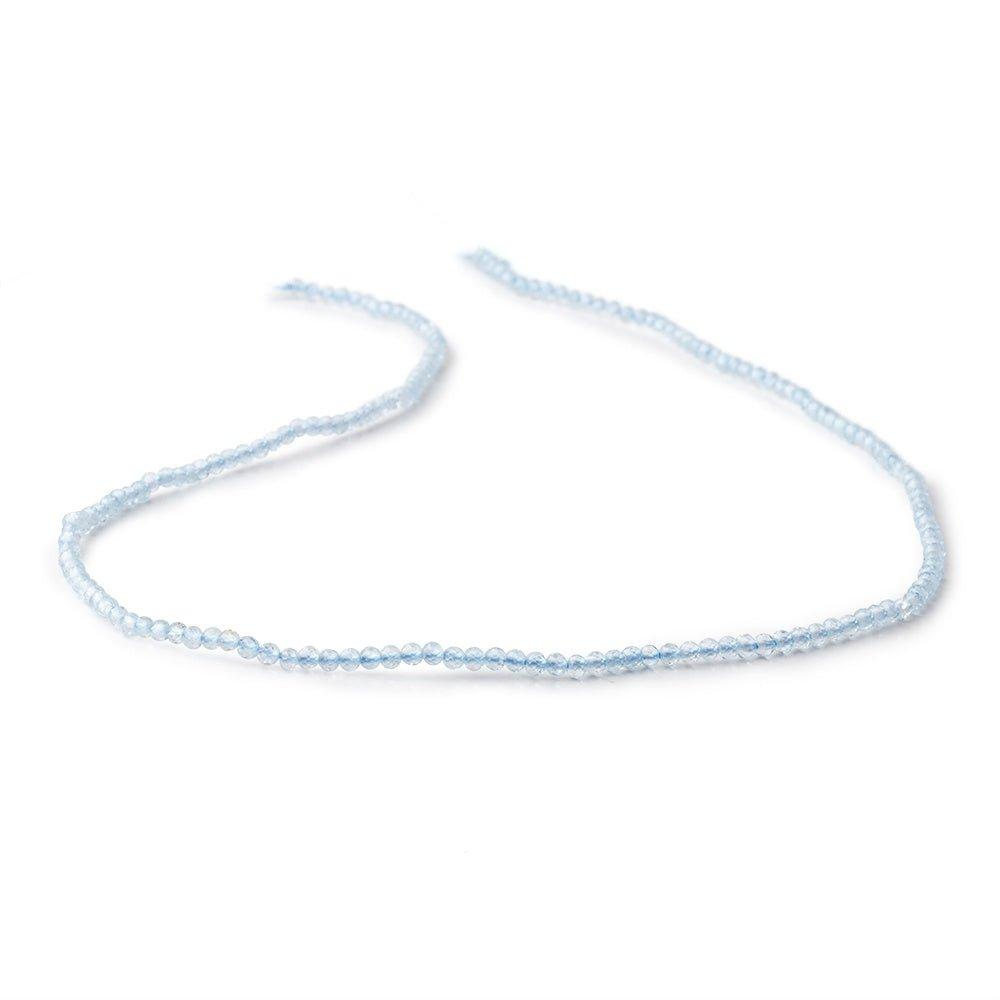 2mm Sky Blue Topaz microfaceted round beads 12.5 inch 173 beads - The Bead Traders