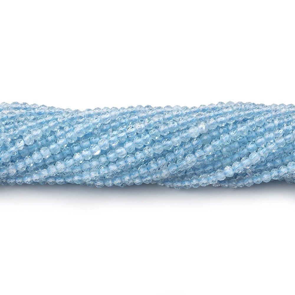2mm Sky Blue Topaz microfaceted round beads 12.5 inch 173 beads - The Bead Traders