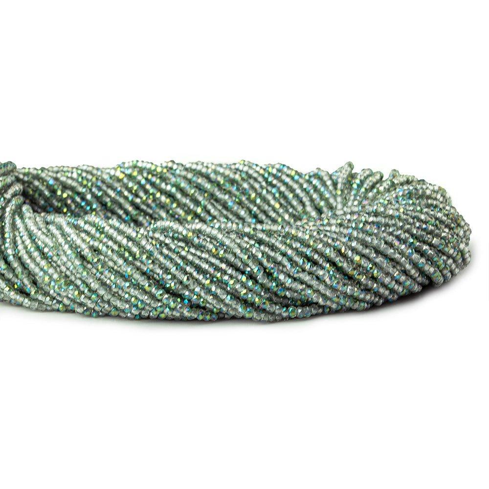 2mm Spearmint Green Mystic Quartz micro faceted rondelles 13 inches 215 beads - The Bead Traders