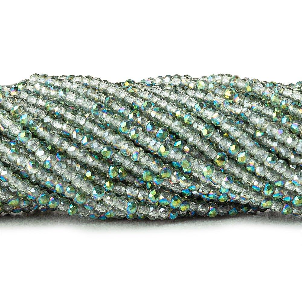 2mm Spearmint Green Mystic Quartz micro faceted rondelles 13 inches 215 beads - The Bead Traders