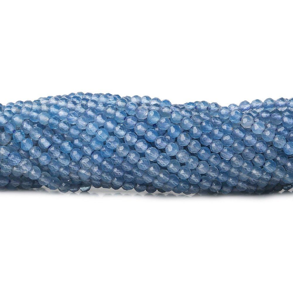 2mm Swiss Blue Chalcedony microfaceted round beads 13 inch 165 pieces - The Bead Traders
