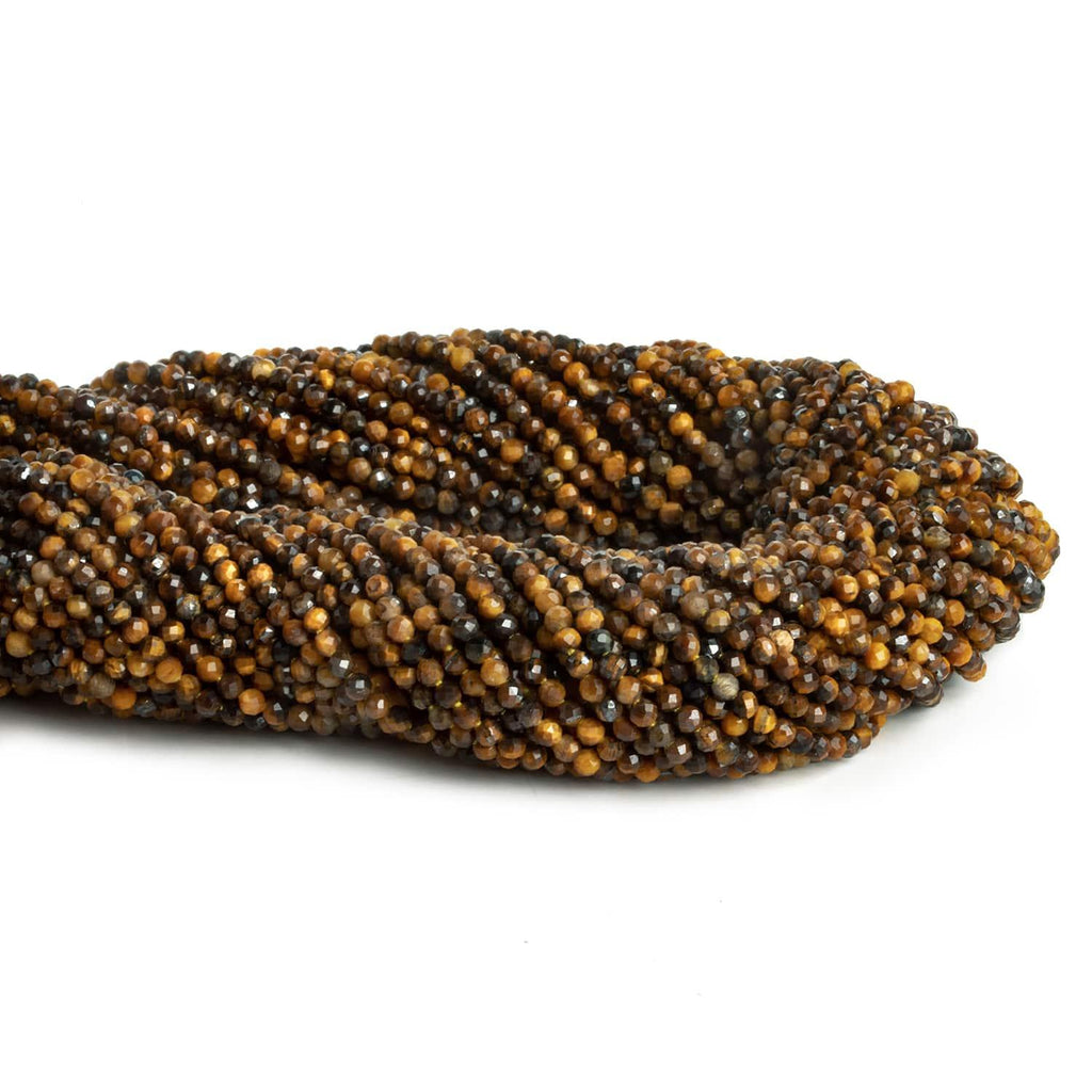 2mm Tiger's Eye Microfaceted Rounds 12 inch 140 beads - The Bead Traders