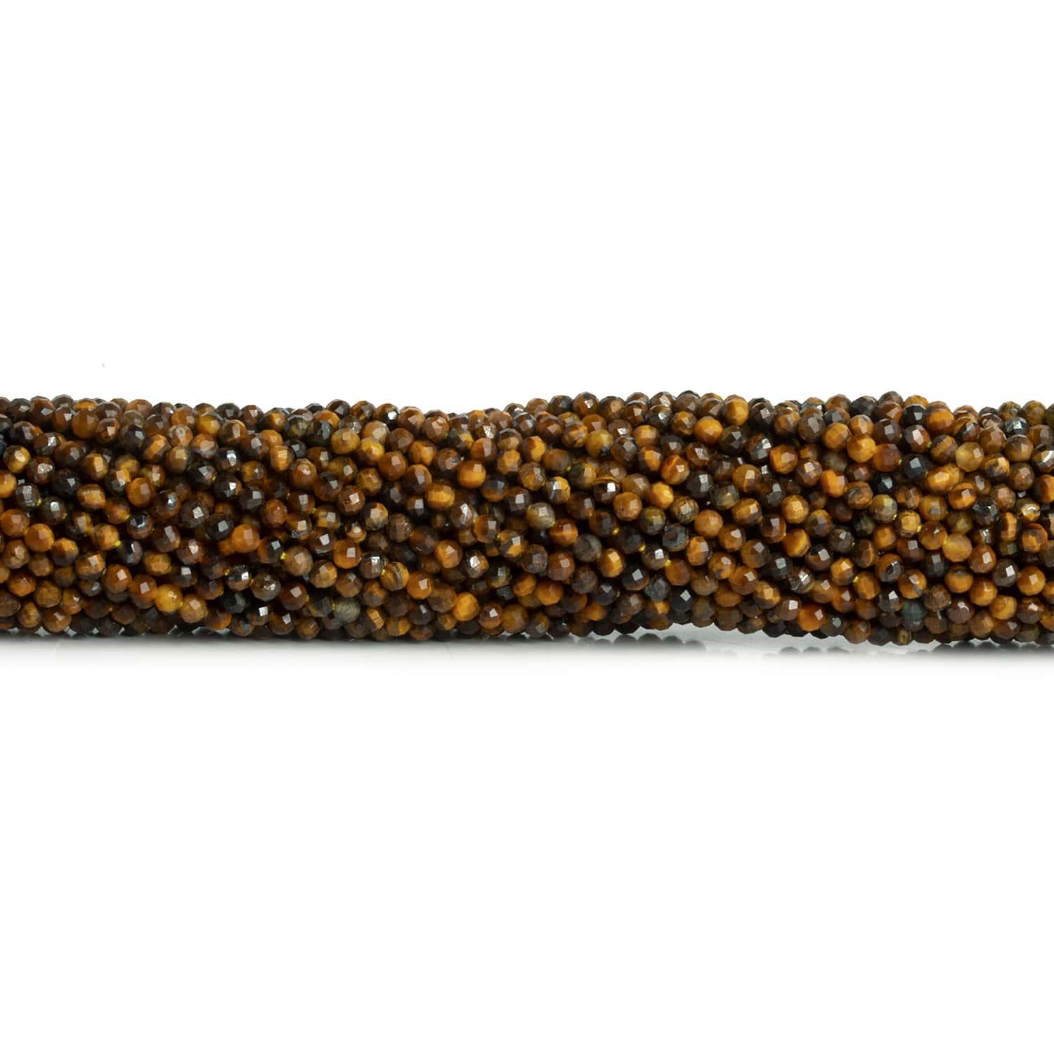 2mm Tiger's Eye Microfaceted Rounds 12 inch 140 beads - The Bead Traders