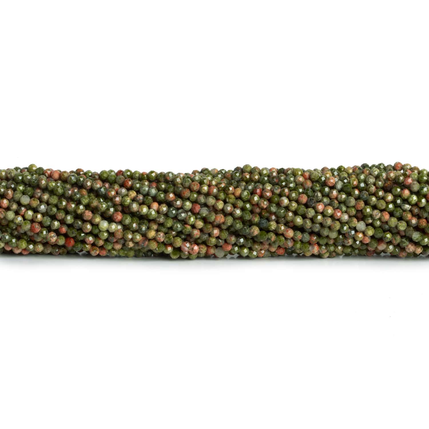 2mm Unakite Microfaceted Rounds 12 inch 155 beads - The Bead Traders