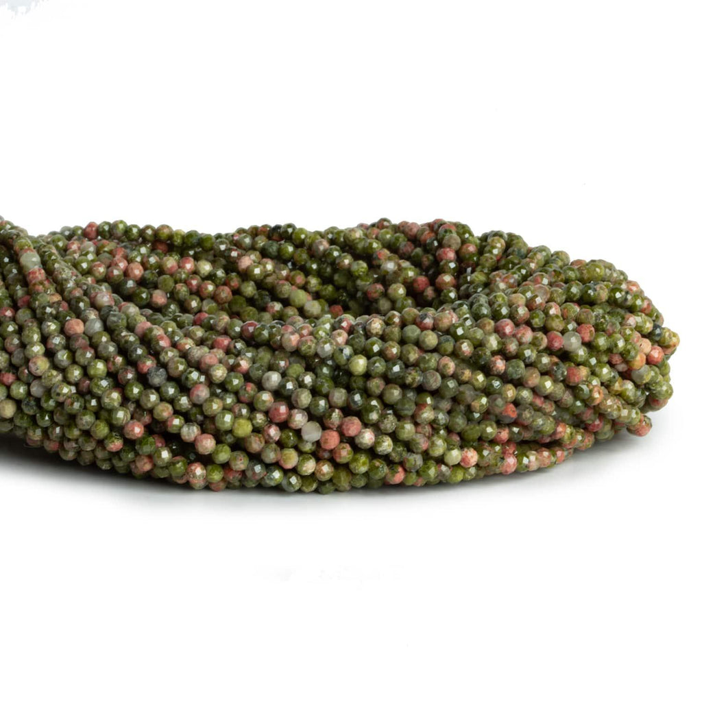 2mm Unakite Microfaceted Rounds 12 inch 155 beads - The Bead Traders
