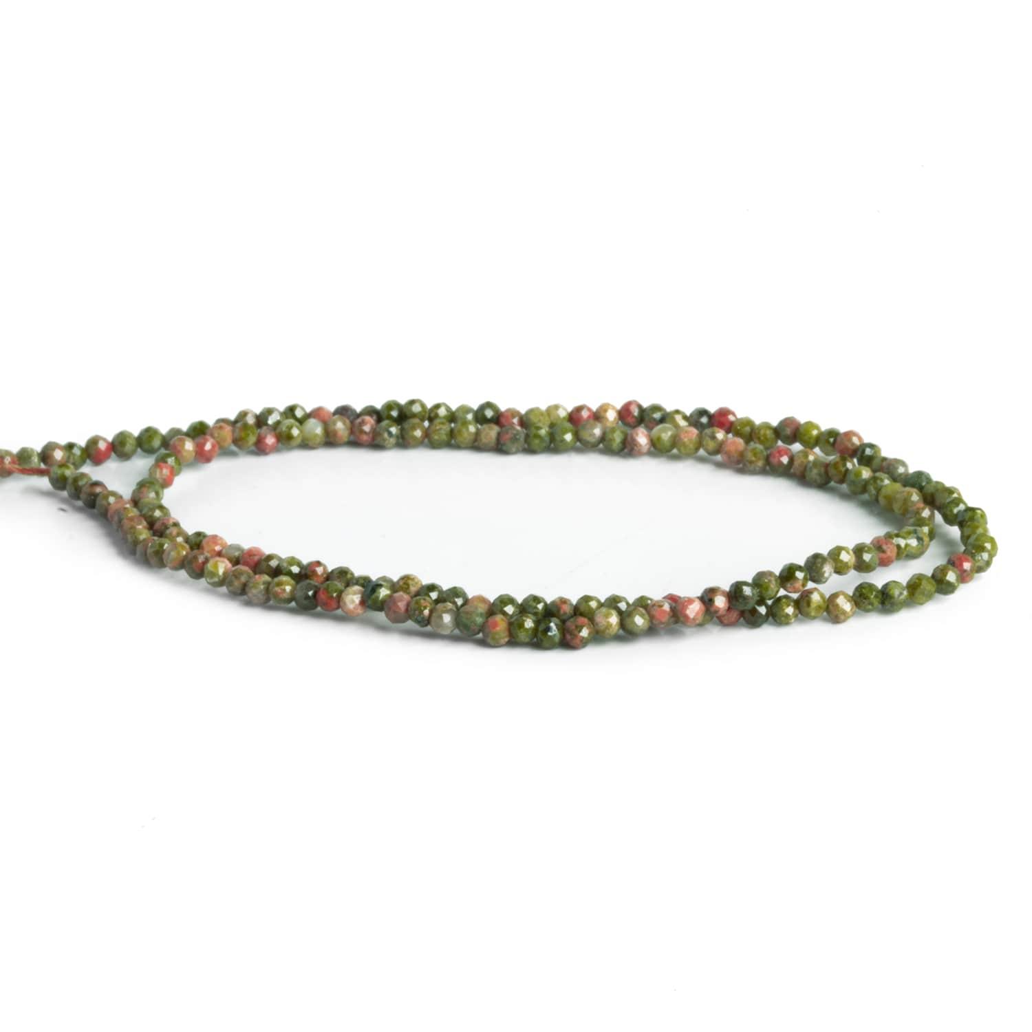 2mm Unakite Microfaceted Rounds 12 inch 155 beads - The Bead Traders