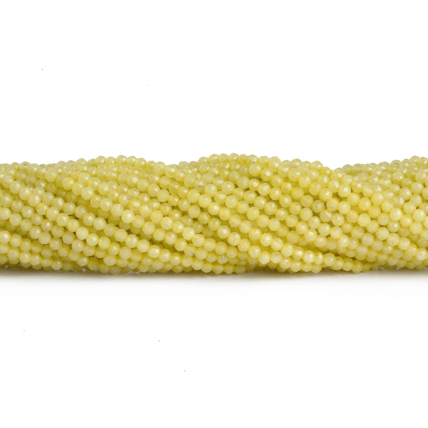 2mm Yellow Chalcedony Microfaceted Rounds 12 inch 140 beads - The Bead Traders