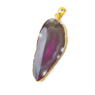 2x1 inch Gold Leafed Hot Pink Agate Slice Focal bead Bailed Pendant 1 piece - The Bead Traders