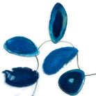 2x1.5 - 1.5x1.5 inch Aegean Blue Agate Slice Set of 5 focal beads - The Bead Traders