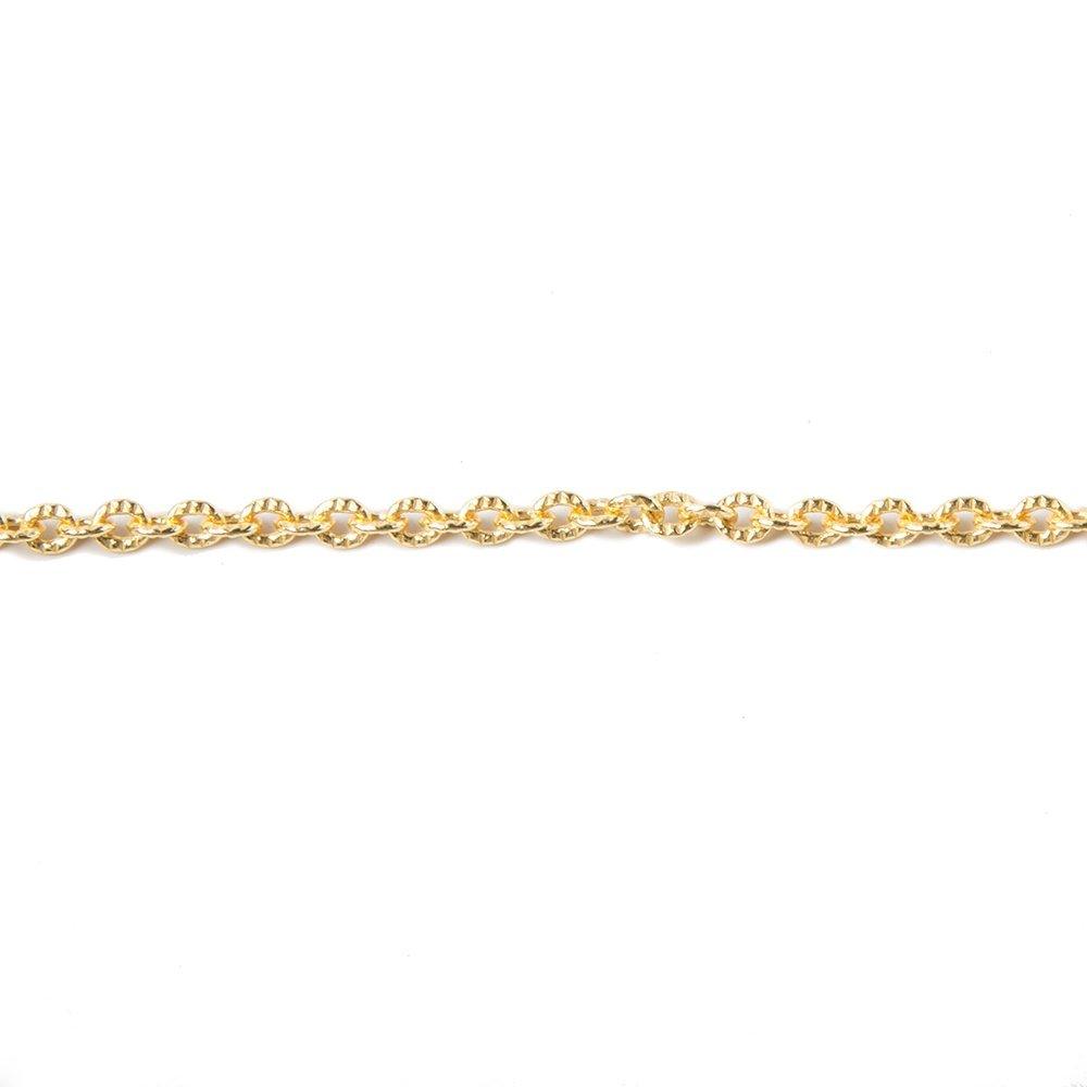 2x2.8mm 22kt Gold Plated Corrugated Oval Link Chain by the Foot - The Bead Traders