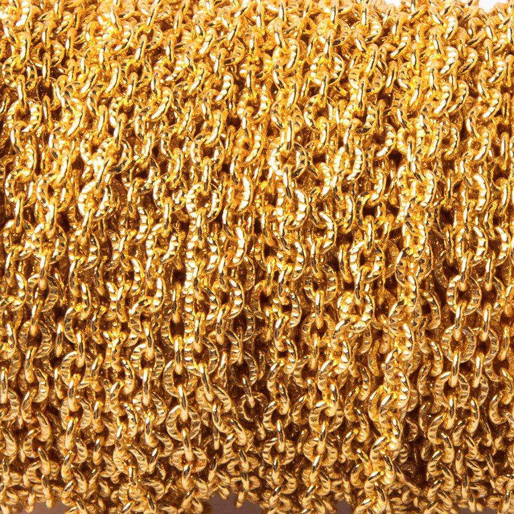 2x2.8mm 22kt Gold Plated Corrugated Oval Link Chain sold by the foot - The Bead Traders