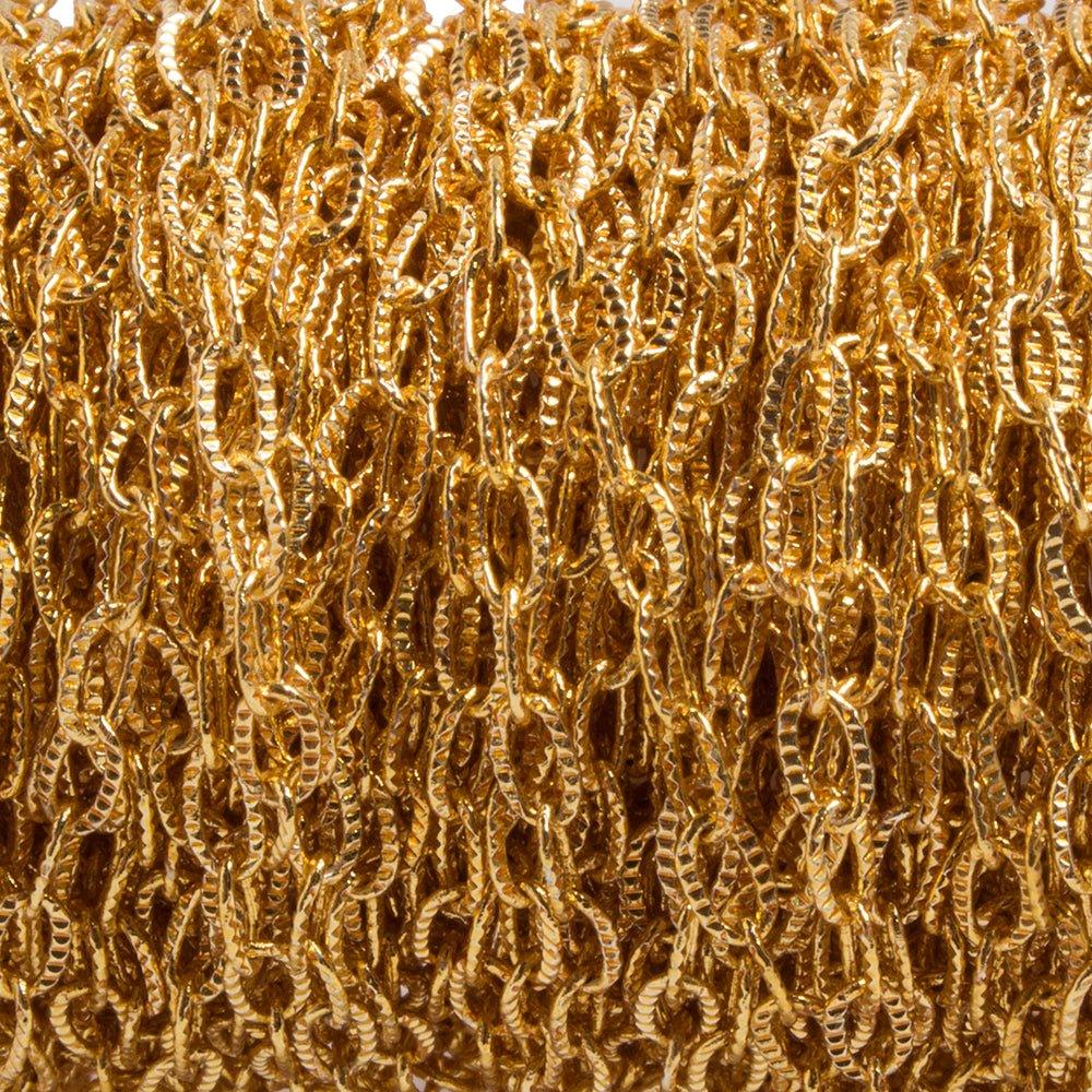 2x4mm 22kt Gold plated Elongated Corrugated Oval Chain sold by the foot - The Bead Traders