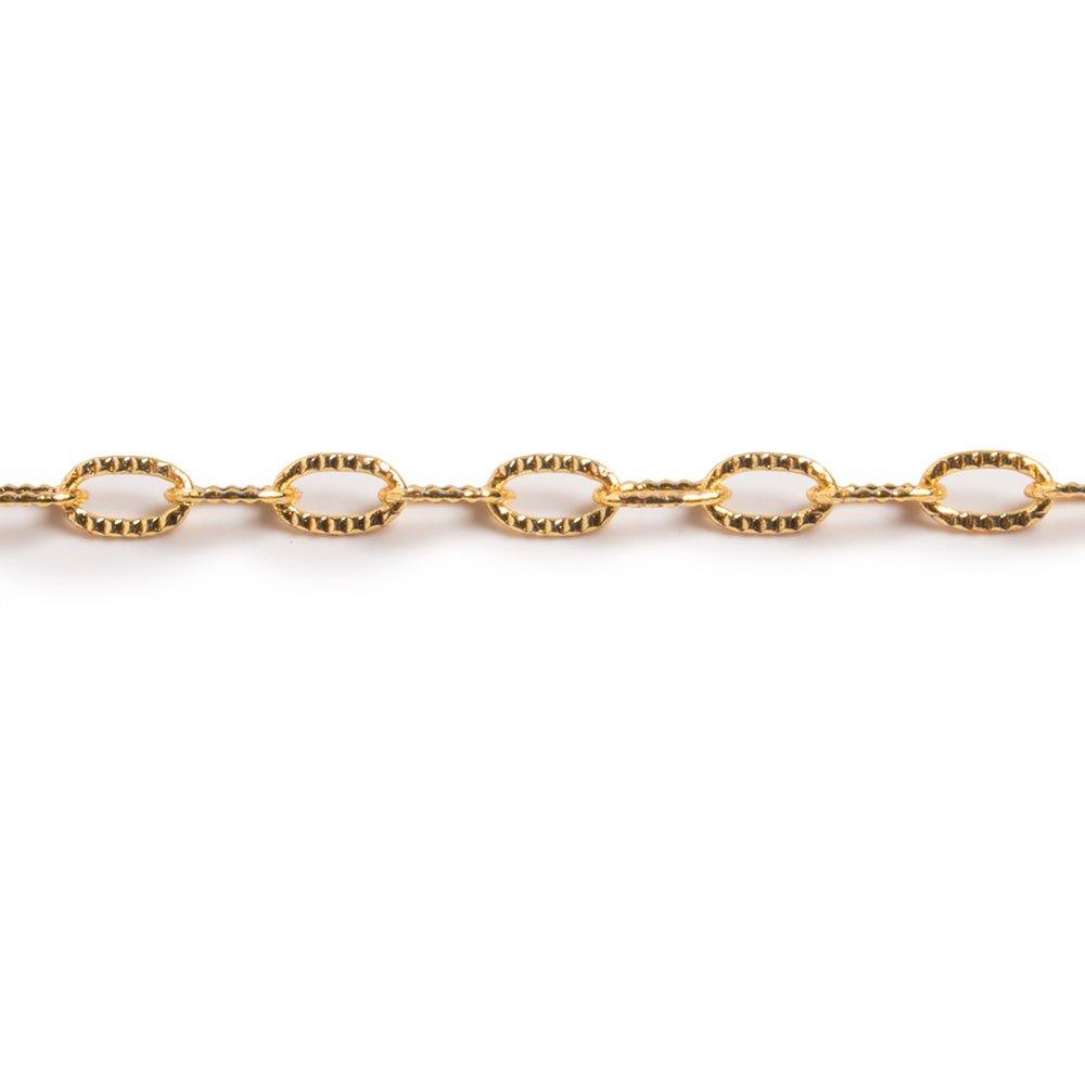 2x4mm 22kt Gold plated Elongated Corrugated Oval Chain sold by the foot - The Bead Traders