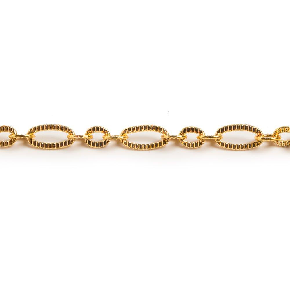 2x4mm 22kt Gold plated Multiple Corrugated Oval Chain sold by the foot - The Bead Traders