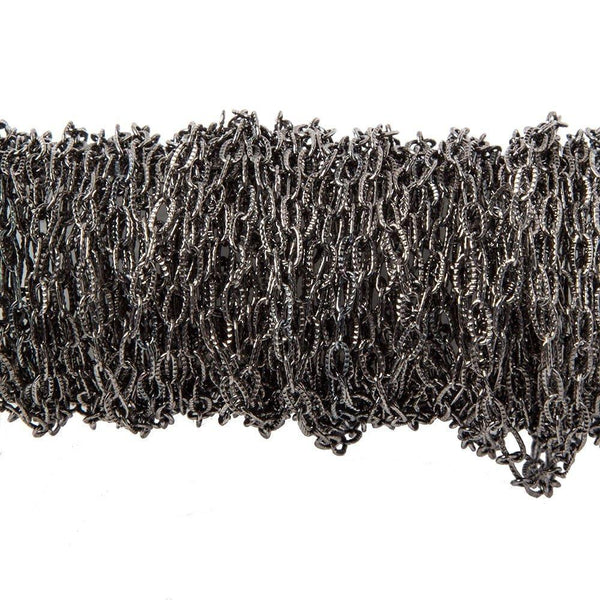 4x2mm Black Gold plated Elongated Corrugated Oval Link Chain 3 Feet