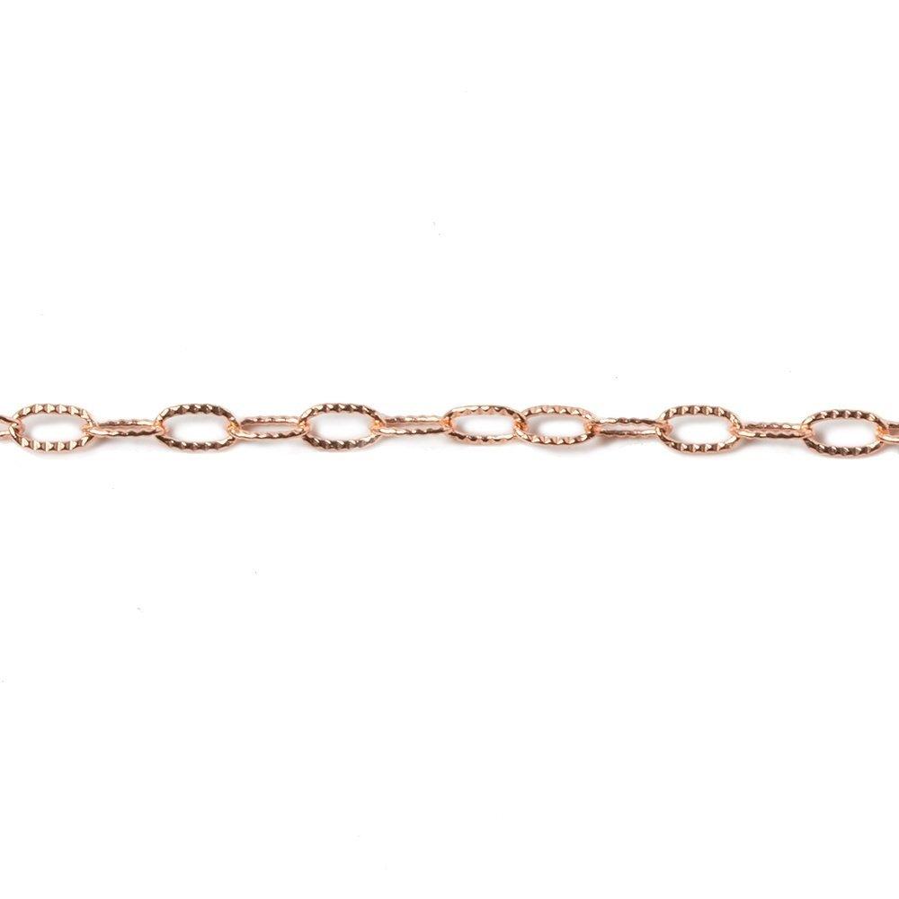 2x4mm Rose Gold plated Elongated Corrugated Oval Link Chain by the Foot - The Bead Traders