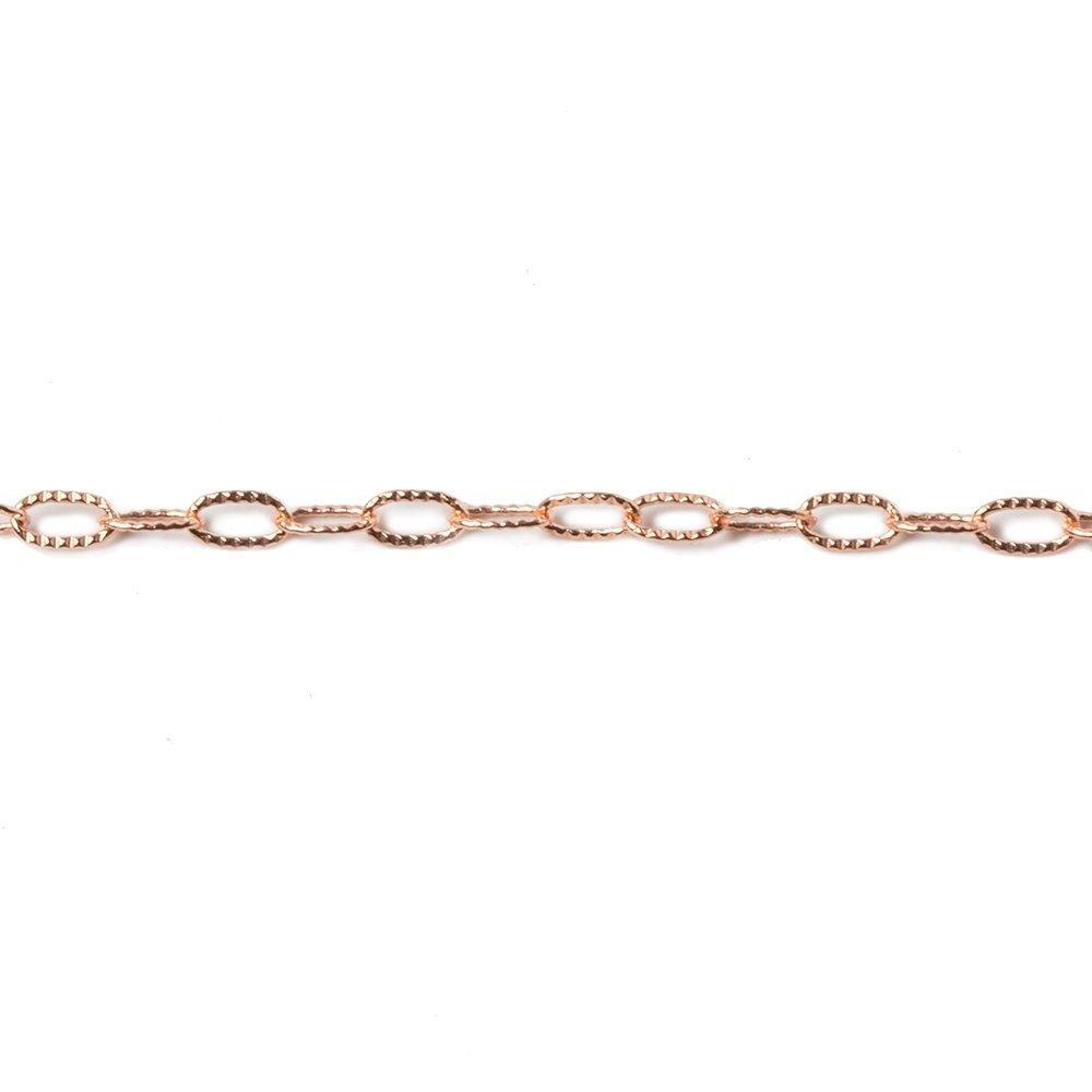 2x4mm Rose Gold plated Elongated Corrugated Oval Link Chain by the Foot - The Bead Traders