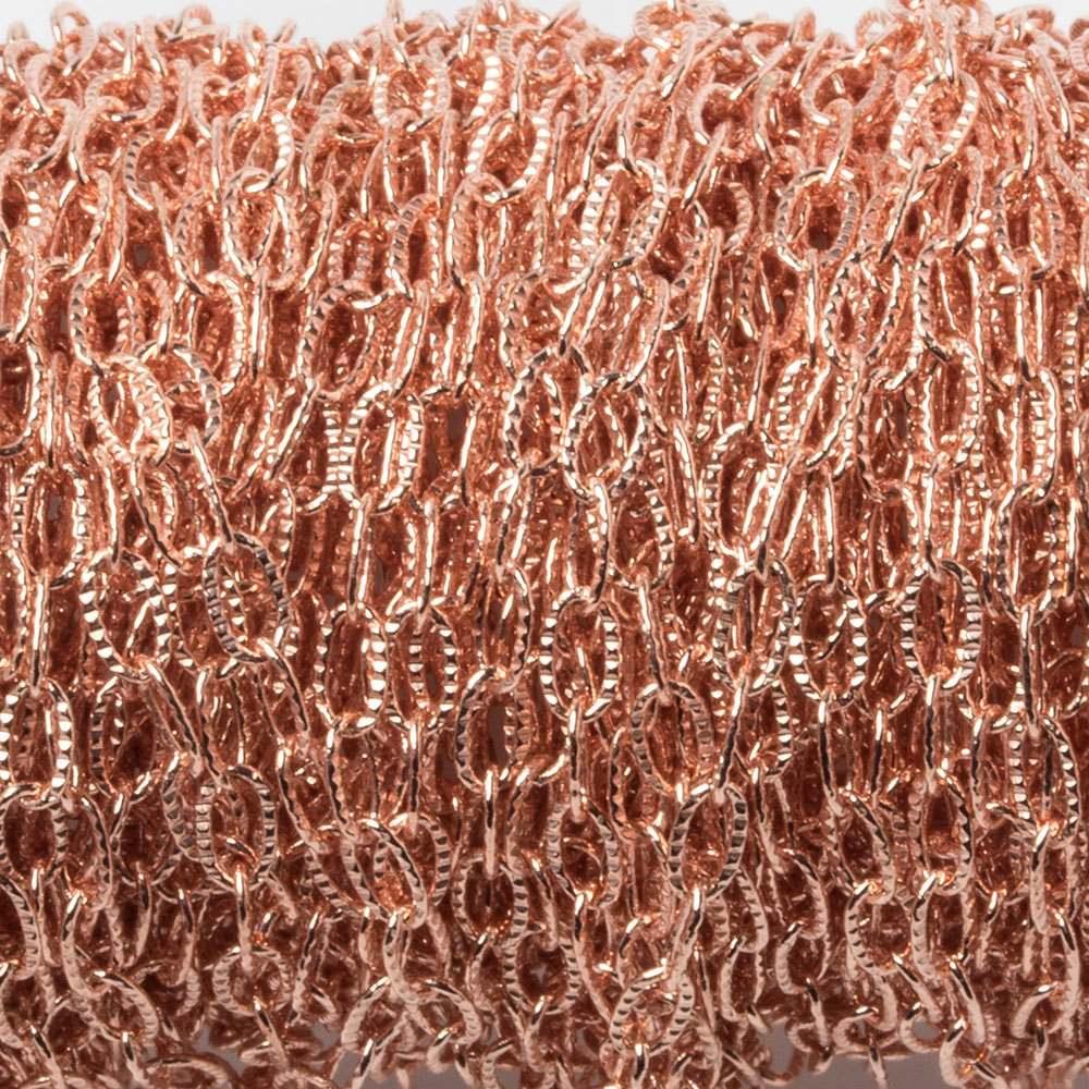 2x4mm Rose Gold plated Elongated Corrugated Oval Link Chain by the Foot - The Bead Traders