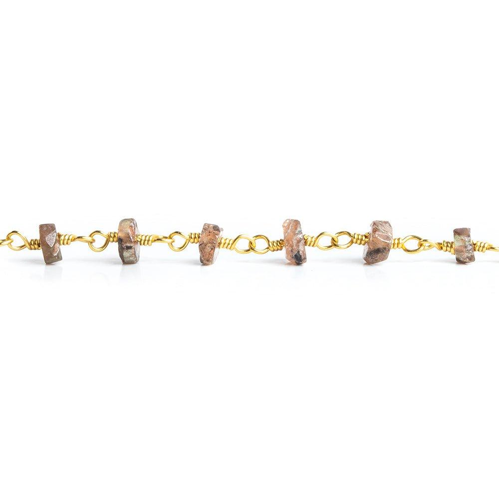 3-3.5mm Andalusite faceted Heishi Gold Chain by the foot - The Bead Traders