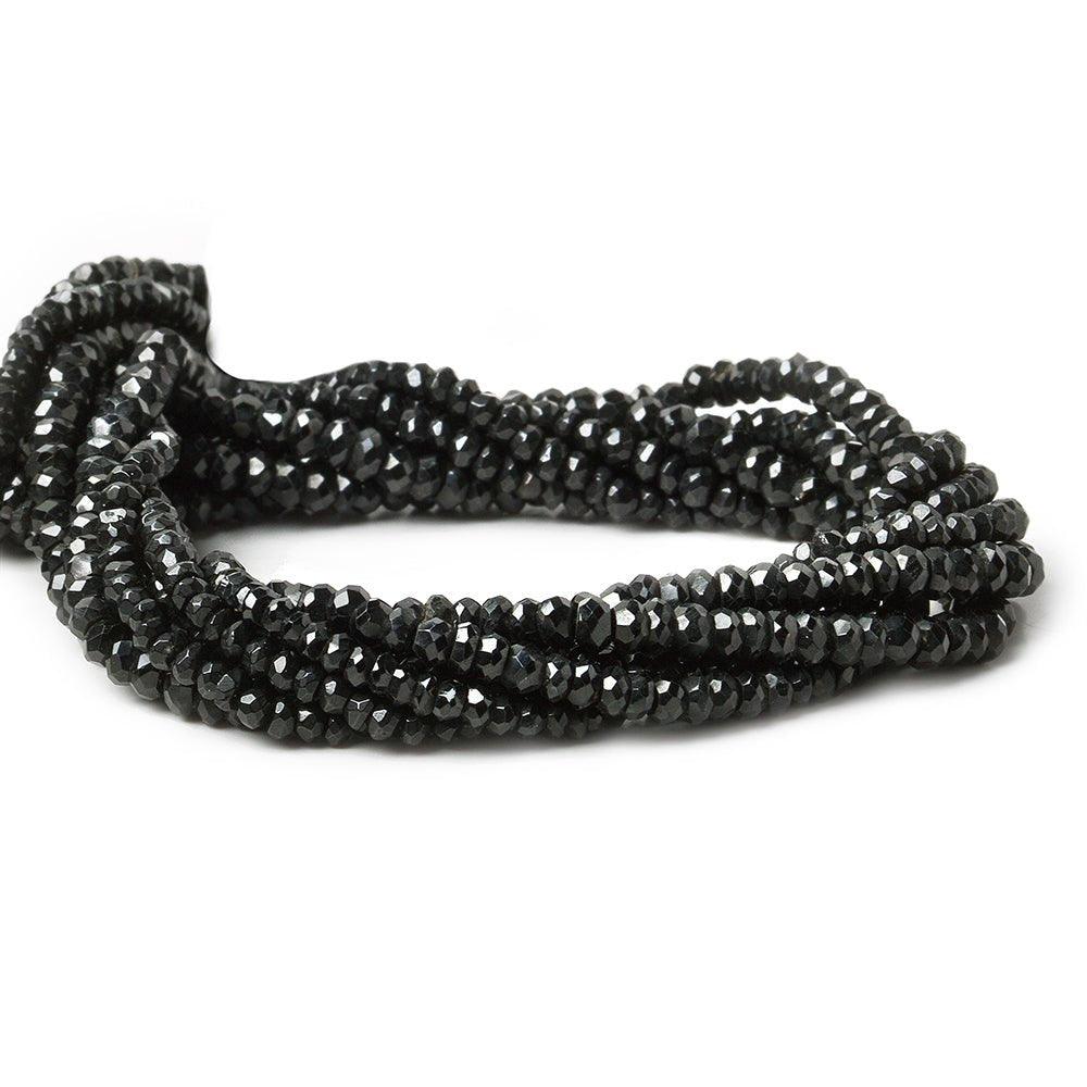 3-3.5mm Black Spinel Faceted Rondelle Beads 14 inch 175 pieces - The Bead Traders