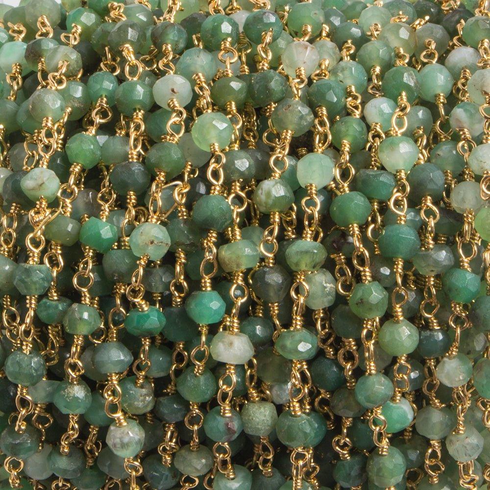 3-3.5mm Chrysoprase faceted rondelle Gold plated Chain by the foot 35 pcs - The Bead Traders