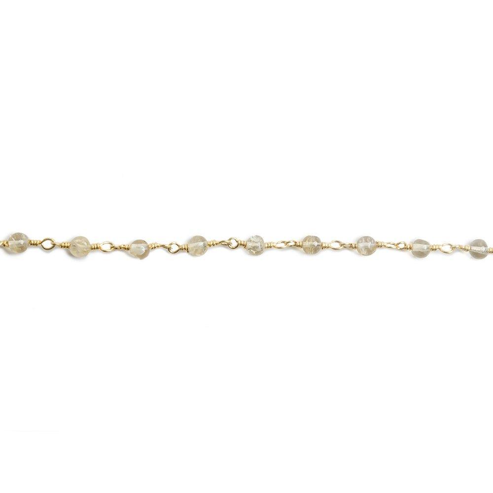3-3.5mm Citrine plain round Gold plated Chain by the foot 32 beads - The Bead Traders