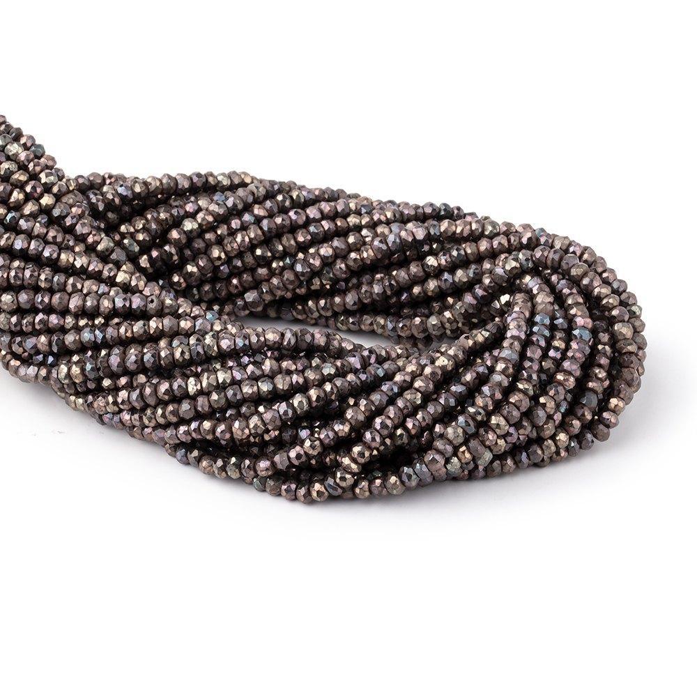 3-3.5mm Mystic Chocolate Black Spinel Faceted Rondelle Beads 13 inch 130 pcs - The Bead Traders