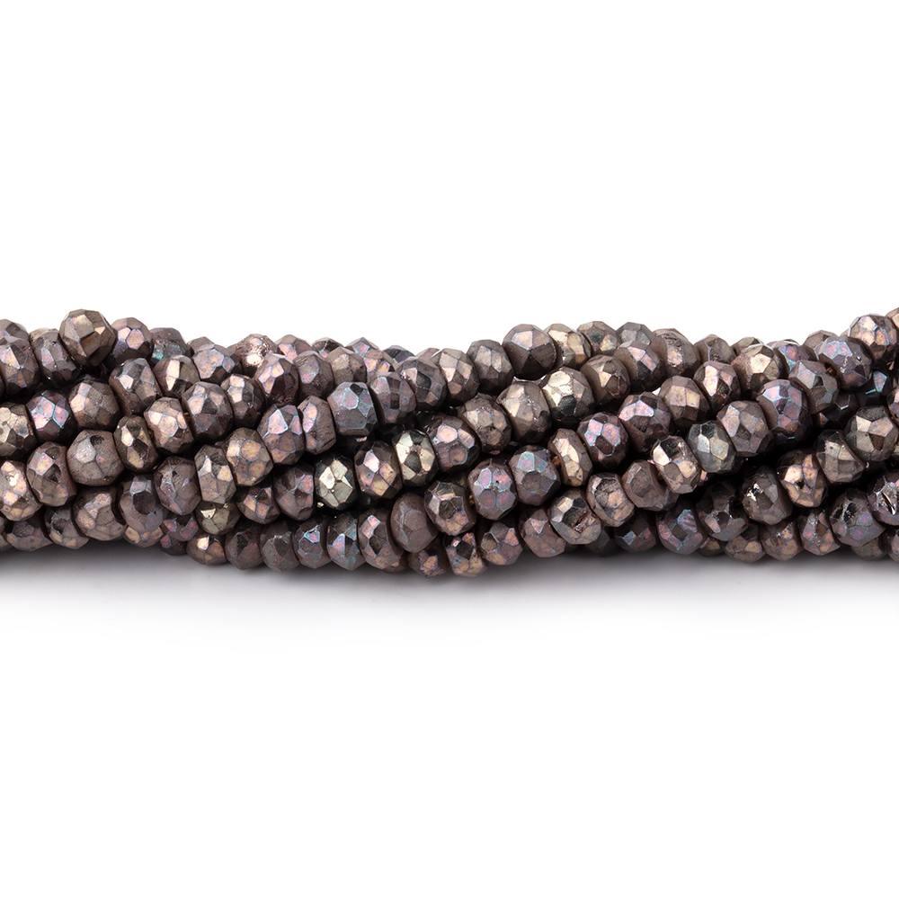 3-3.5mm Mystic Chocolate Black Spinel Faceted Rondelle Beads 13 inch 130 pcs - The Bead Traders