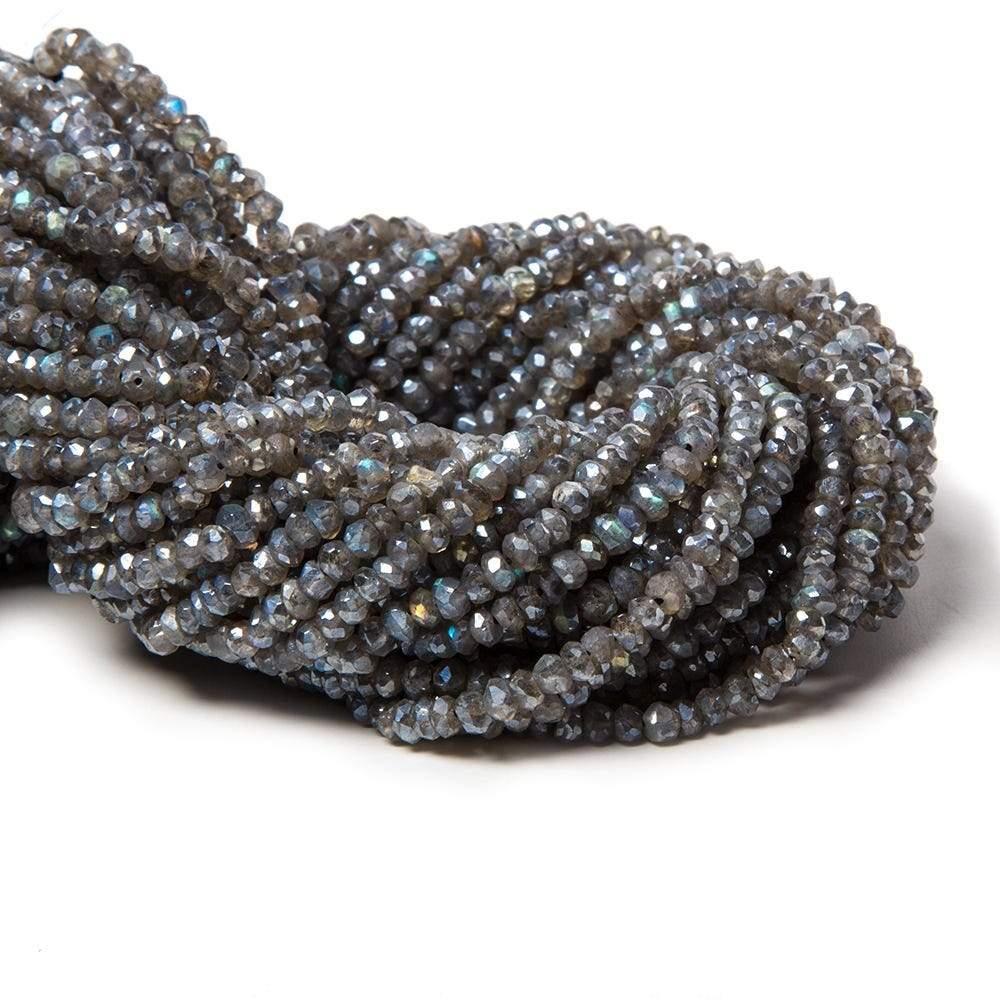 3-3.5mm Mystic Labradorite Faceted Rondelle Beads 13 inch 140 pieces - The Bead Traders