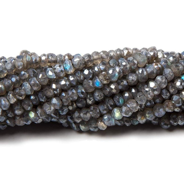 3-3.5mm Mystic Labradorite Faceted Rondelle Beads 13 inch 140 pieces