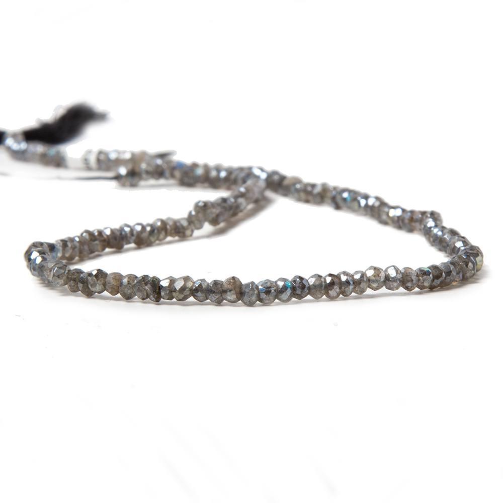 3-3.5mm Mystic Labradorite Faceted Rondelle Beads 13 inch 140 pieces - The Bead Traders