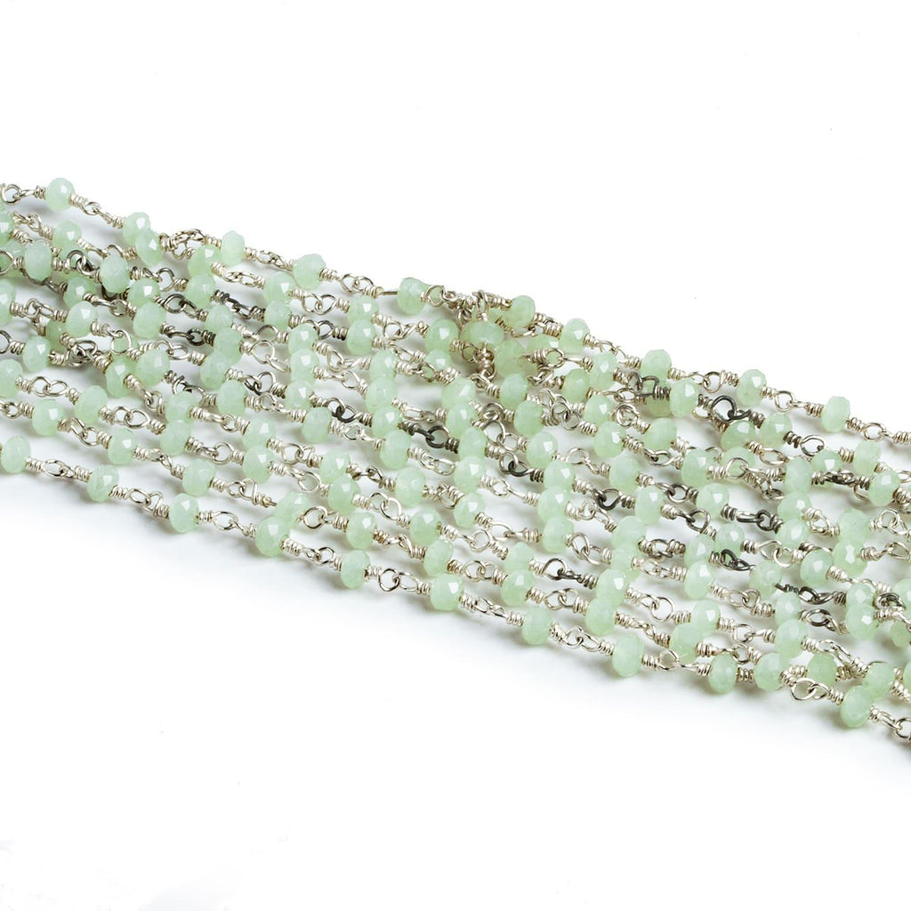 3-3.5mm Prehnite Rondelle Silver Chain - Lot of 10ft - The Bead Traders