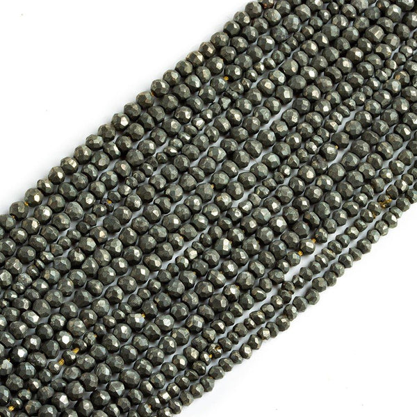 3-3.5mm Pyrite Faceted Rondelle Beads, Lot of 14 strands