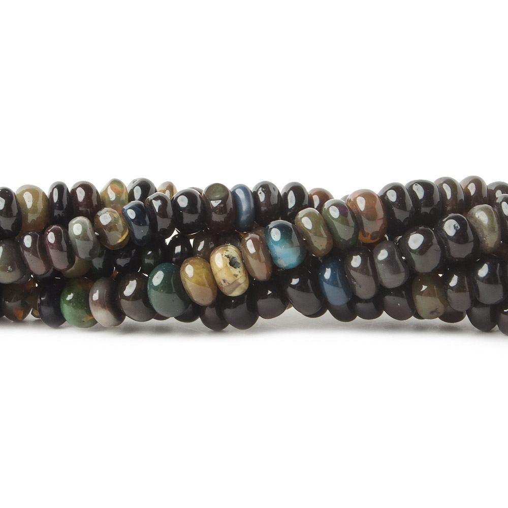 3-4.5mm Black Ethiopian Opal plain rondelle beads 17 inch 188 pieces - The Bead Traders