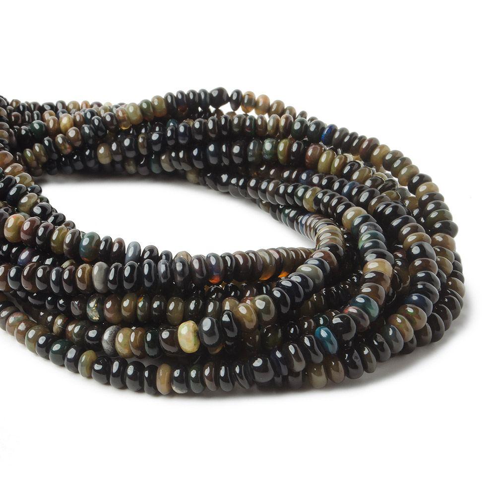 3-4.5mm Black Ethiopian Opal plain rondelle beads 17 inch 188 pieces - The Bead Traders