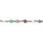 3-4.5mm Multi Color Gemstone plain round Black Gold plated Chain by the foot 32 pieces - The Bead Traders