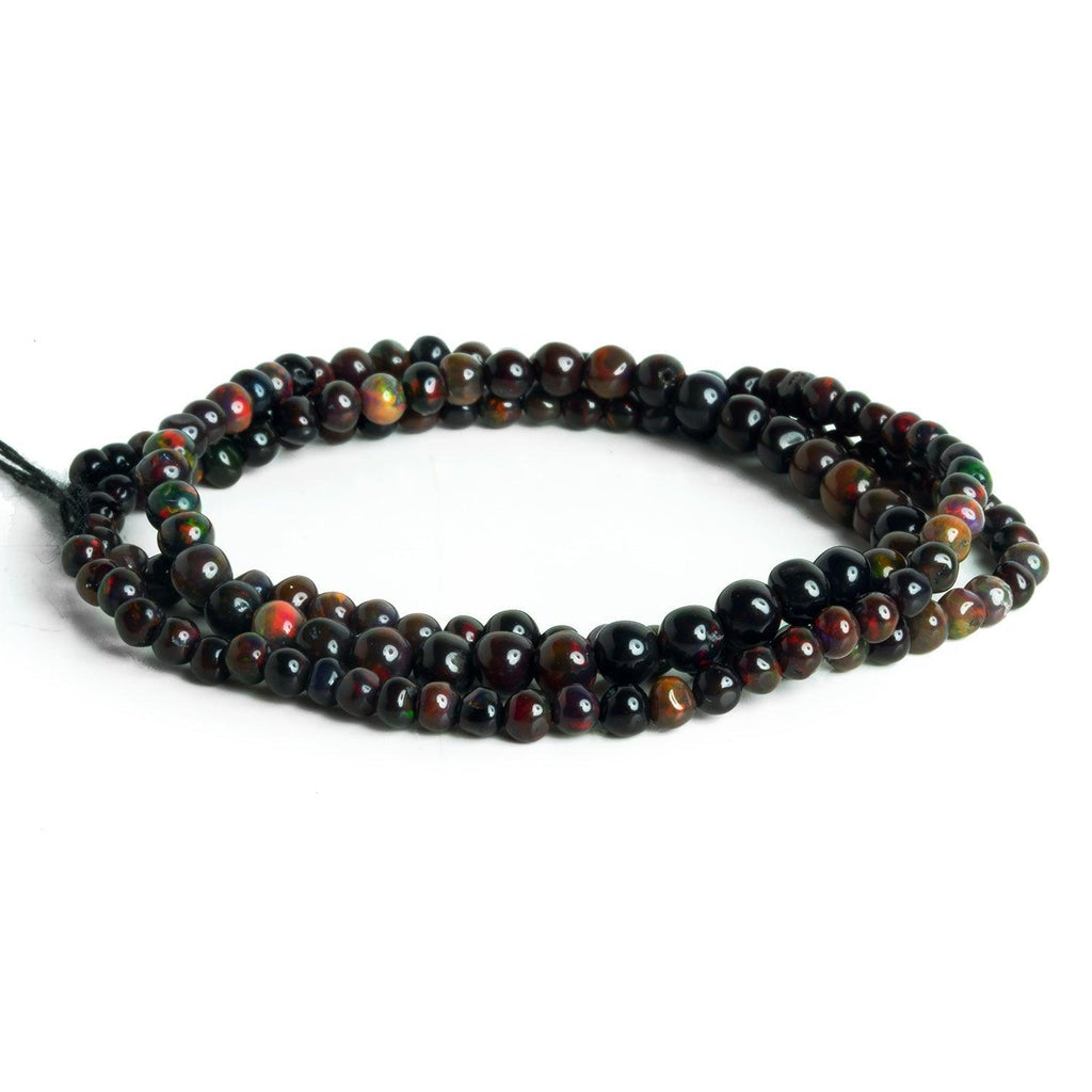 3-4mm Black Ethiopian Opal Rounds 17 inch 150 beads - The Bead Traders