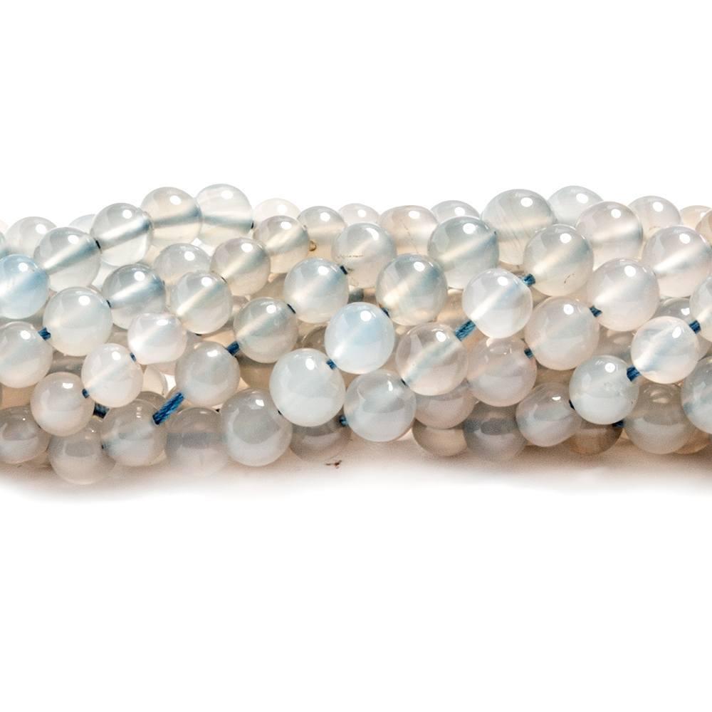 3-4mm Blue Chalcedony plain round beads 16 inches 95 pieces - The Bead Traders