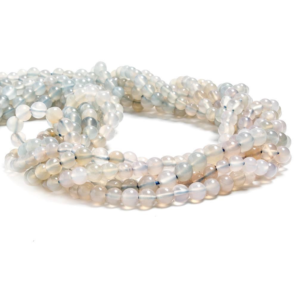 3-4mm Blue Chalcedony plain round beads 16 inches 95 pieces - The Bead Traders