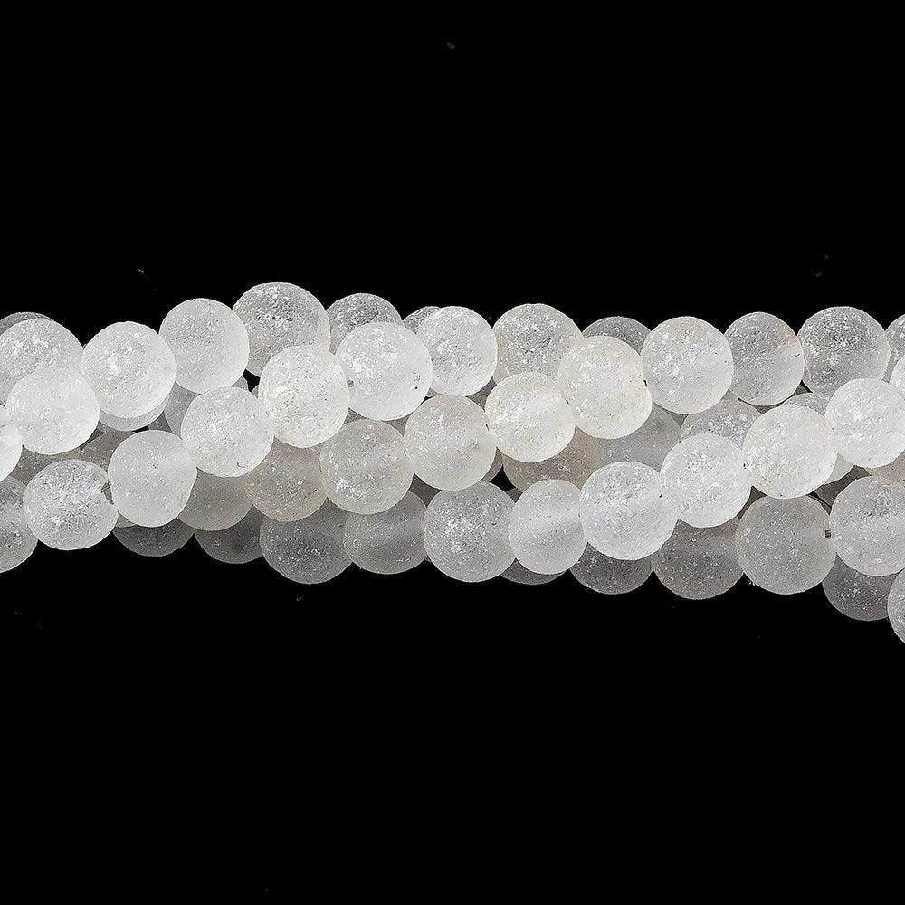 3-4mm Frosted Crystal Quartz plain round Beads 12.5 inch 78 pieces - The Bead Traders