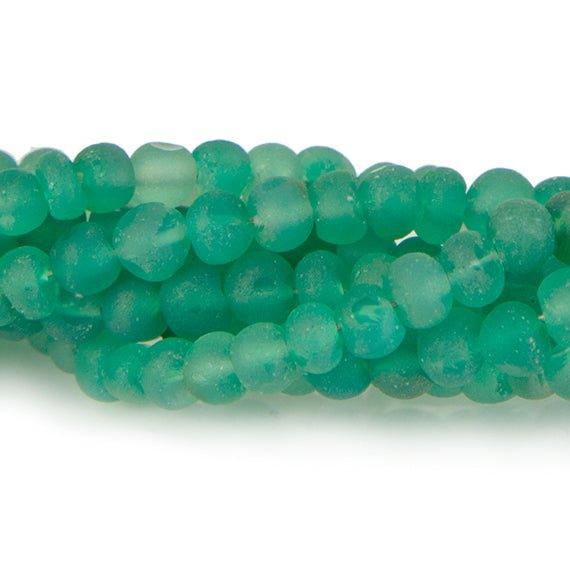 3-4mm Frosted green Onyx plain rondelle beads 12 inch 110 pieces - The Bead Traders