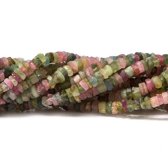 3-4mm Frosted Multi Color Tourmaline plain heshi Beads - The Bead Traders